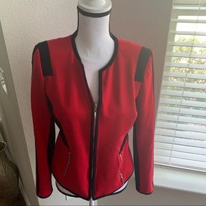 Peter Nygard Color Block Blazer Jacket Red/Black.